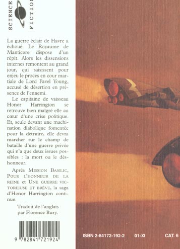 Quatrième de couverture de « HONOR HARRINGTON - T04 - AU CHAMP DU DESHONNEUR »