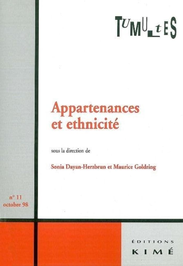 Couverture du livre « TUMULTES N 11 APPARTENANCES ET ETHNICITE », librairie Les Contes Infusés à Corte
