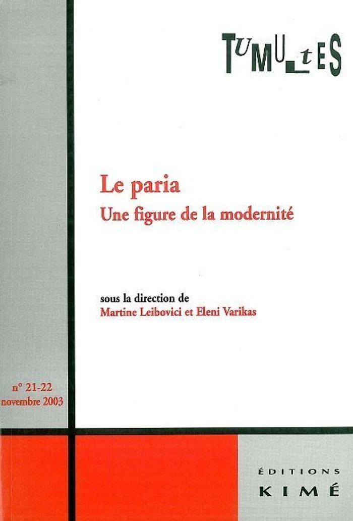 Couverture du livre « TUMULTES N 21 LE PARIA » de Collectif, librairie Les Contes Infusés à Corte
