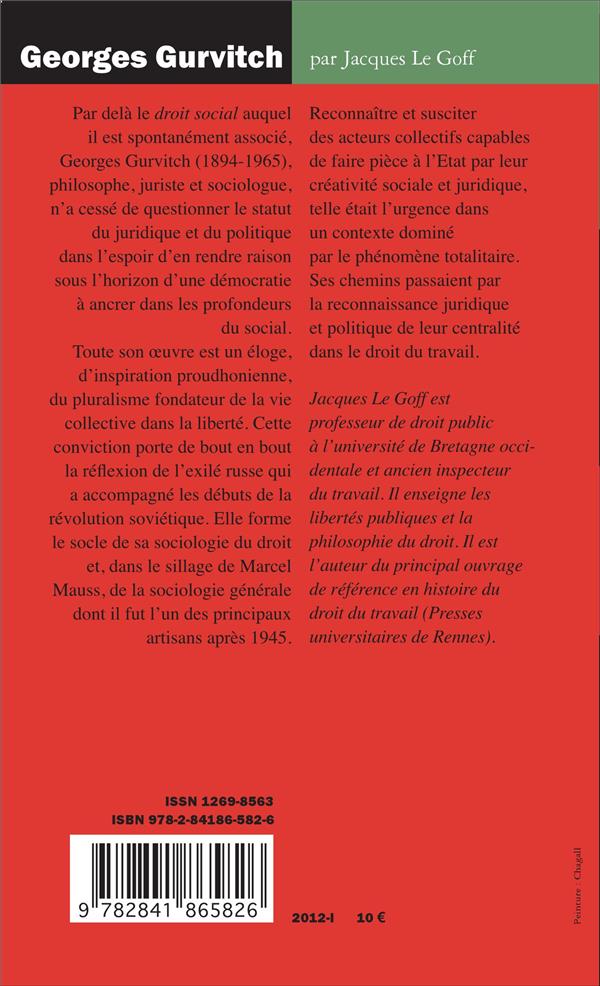 Quatrième de couverture de « Georges Gurvitch : le pluralisme créateur »