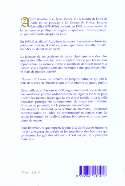Quatrième de couverture de « HISTOIRE DE FRANCE »