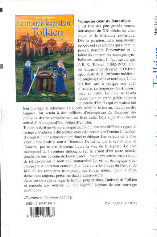 Quatrième de couverture de « MONDE LEGENDAIRE DE TOLKIEN »