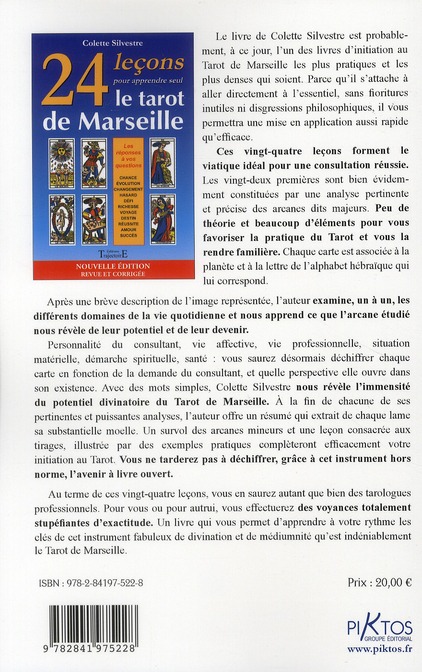 Quatrième de couverture de « Le tarot en 24 leçons »