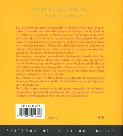 Quatrième de couverture de « SAVEURS DE FAMILLE »