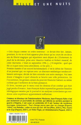Quatrième de couverture de « CE QUE MARIANNE EN PENSE »