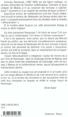 Quatrième de couverture de « LES CARNETS INDIENS DE SRINIVASA RAMANUJAN »