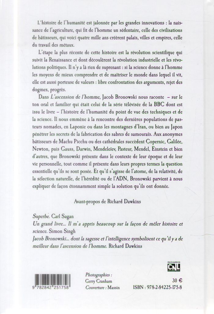 Quatrième de couverture de « L'ASCENSION DE L'HOMME 2013 »