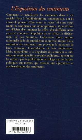 Quatrième de couverture de « L'EXPOSITION DES SENTIMENTS »