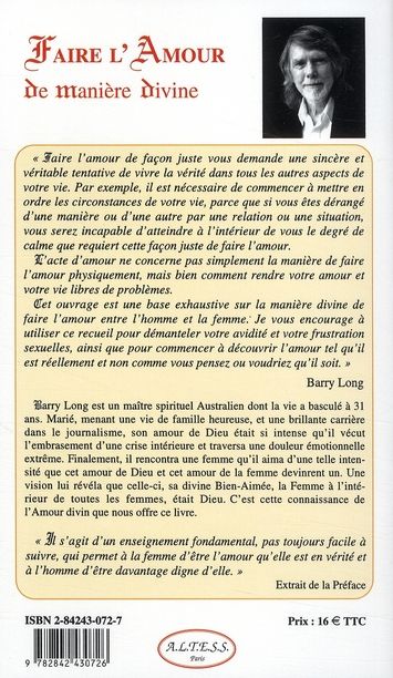 Quatrième de couverture de « FAIRE L'AMOUR DE MANIERE DIVINE »