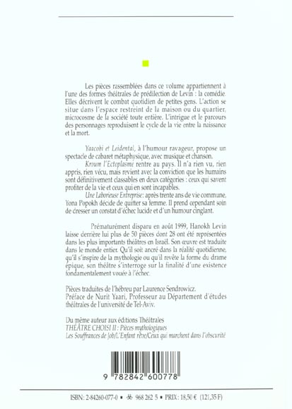 Quatrième de couverture de « THEATRE CHOISI - VOL01 - COMEDIES »
