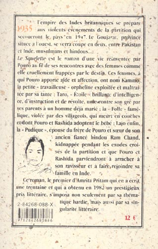 Quatrième de couverture de « PINJAR LE SQUELETTE »