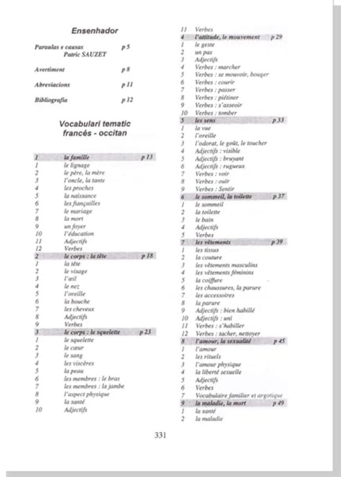 Couverture du livre « VOCABULAIRE THEMATIQUE FRANCAIS-OCCITAN », librairie Les Contes Infusés à Corte
