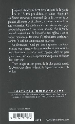 Quatrième de couverture de « LA FEMME AUX CHIENS »