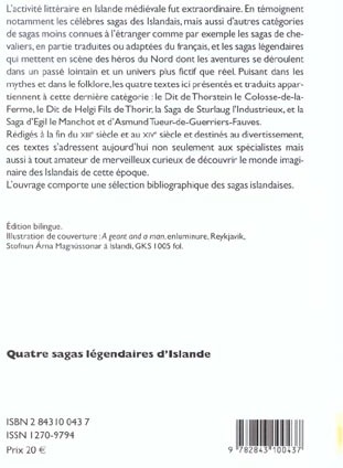 Quatrième de couverture de « QUATRE SAGAS LEGENDAIRES D'ISLANDE »
