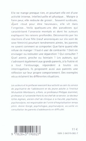 Quatrième de couverture de « COMMENT VIVRE AVEC UNE ANOREXIQUE »