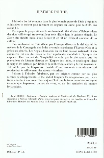 Quatrième de couverture de « HISTOIRE DU THE »