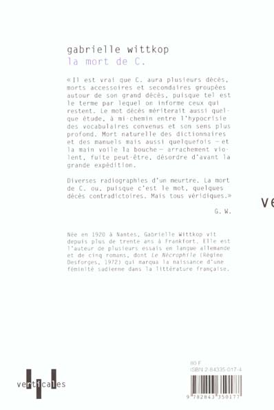 Quatrième de couverture de « LA MORT DE C./LE PURITAIN PASSIONNE »
