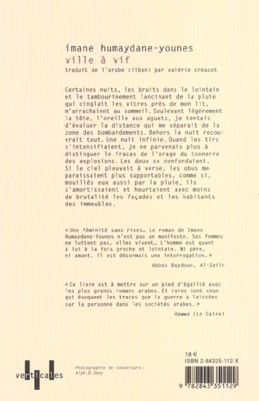 Quatrième de couverture de « VILLE A VIF »