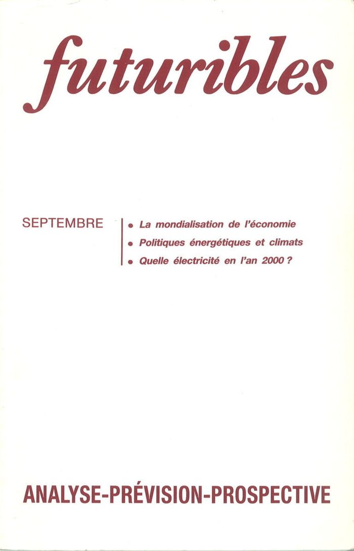 Couverture du livre « FUTURIBLES 135, SEPTEMBRE 1989. LA MONDIALISATION DE L'ECONOMIE - POLITIQUES ENERGETIQUES ET CLIMATS » de Petrella/hourcade, librairie Les Contes Infusés à Corte