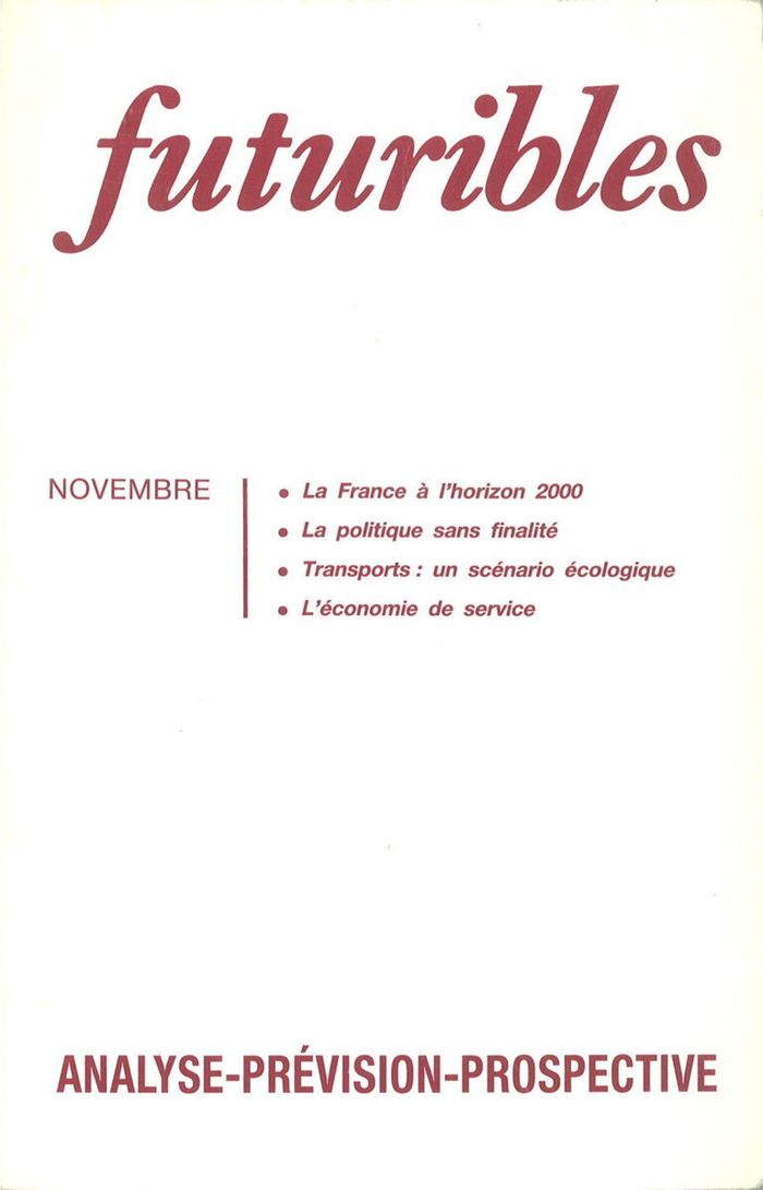 Couverture du livre « FUTURIBLES 148, NOVEMBRE 1990. LA FRANCE A L'HORIZON 2000 - LA POLITIQUE SANS FINALITE » de Cazes/giarini/tenzer, librairie Les Contes Infusés à Corte