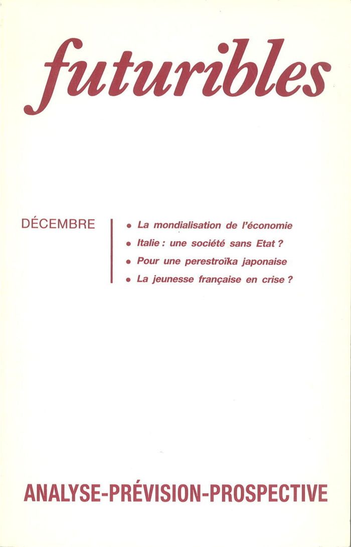 Couverture du livre « FUTURIBLES 149, DECEMBRE 1990. LA MONDIALISATION DE L'ECONOMIE - ITALIE : UNE SOCIETE SANS ETAT ? » de Calvi/arnaud/granrut, librairie Les Contes Infusés à Corte