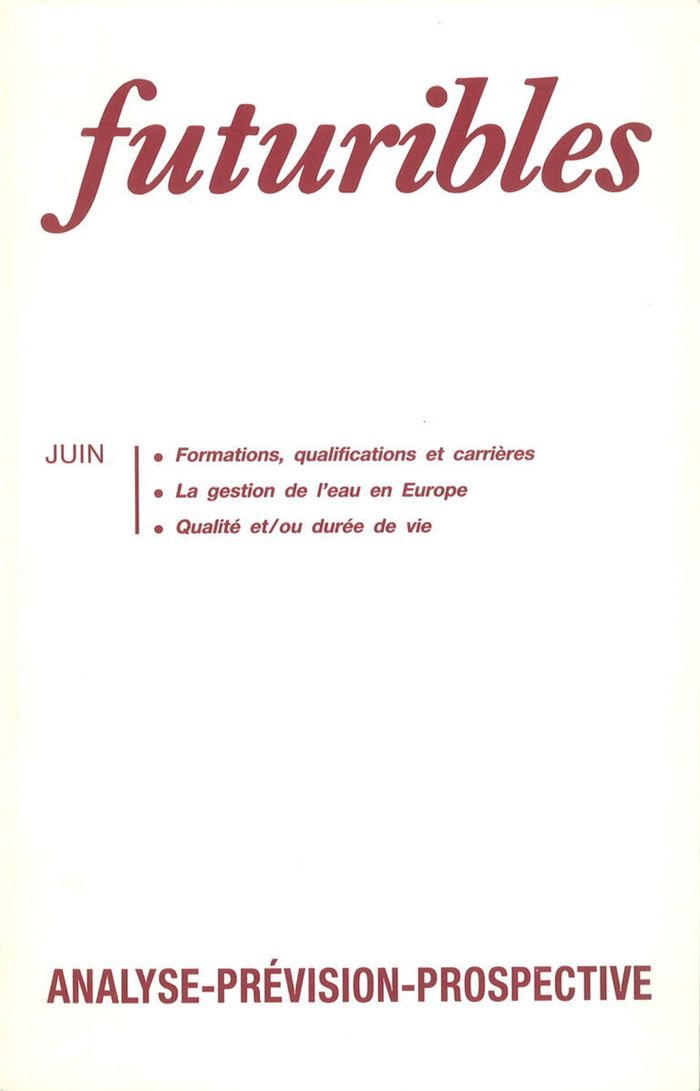 Couverture du livre « FUTURIBLES 155, JUIN 1991. FORMATIONS, QUALIFICATIONS ET CARRIERES - LA GESTION DE L'EAU EN EUROPE » de Dany/livian/barraque, librairie Les Contes Infusés à Corte