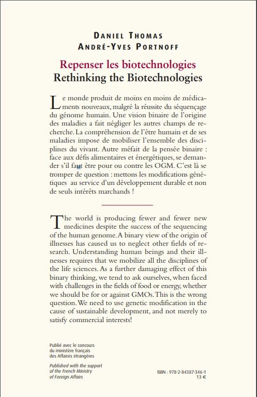 Quatrième de couverture de « FUTURIBLES. REPENSER LES BIOTECHNOLOGIES / RETHINKING THE BIOTECHNOLOGIES »