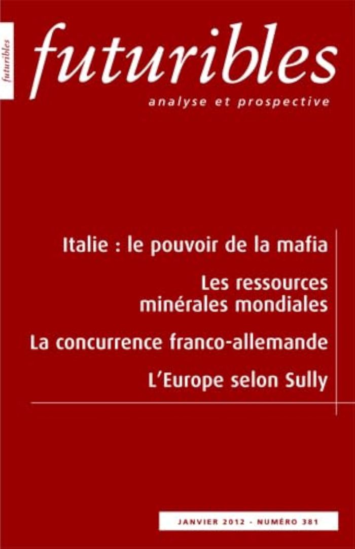 Couverture du livre « FUTURIBLES 381, JANVIER 2012. ITALIE : LE POUVOIR DE LA MAFIA - LES RESSOURCES MINERALES MONDIALES » de Arloff/cazes/varet, librairie Les Contes Infusés à Corte