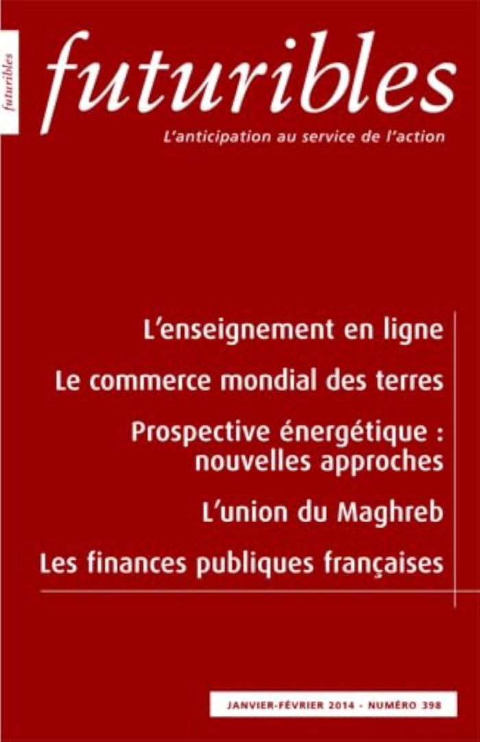 Couverture du livre « FUTURIBLES 398, JANVIER-FEVRIER 2014. L'ENSEIGNEMENT EN LIGNE - LE COMMERCE MONDIAL DES TERRES » de Moeglin/gabas/david, librairie Les Contes Infusés à Corte