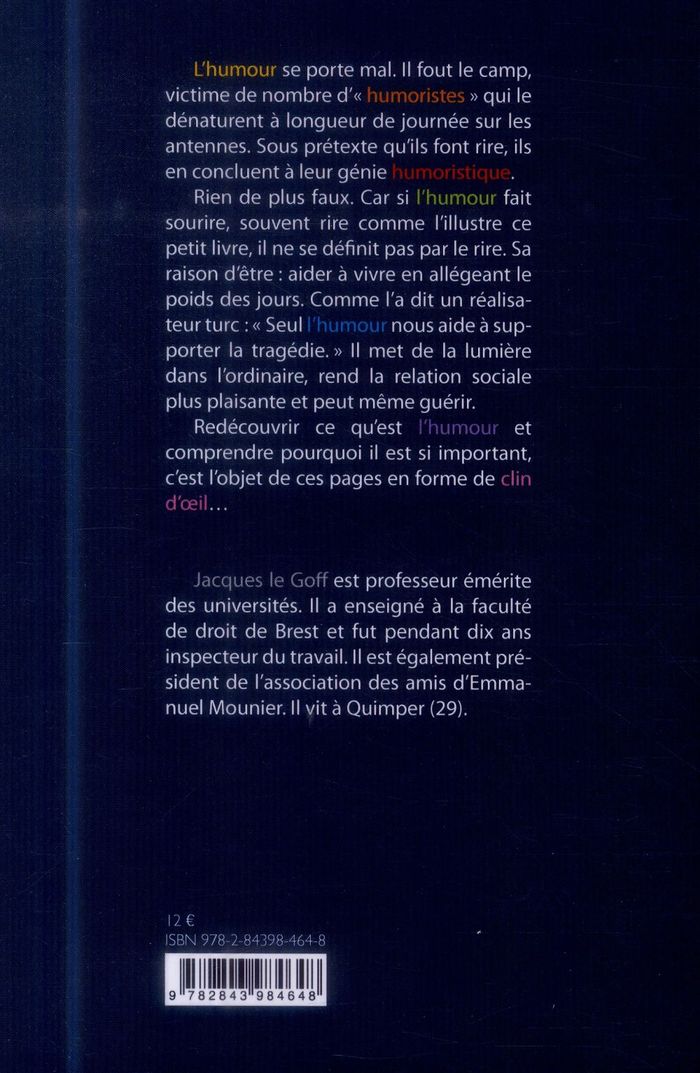 Quatrième de couverture de « L'humour, c'est sérieux ! »