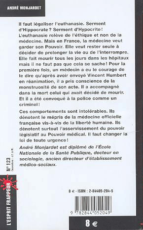 Quatrième de couverture de « LEUTHANASIE EN QUESTION »