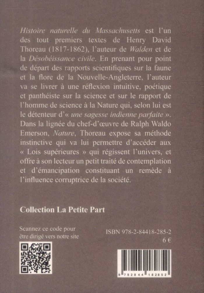 Quatrième de couverture de « Histoire naturelle du Massachusetts »