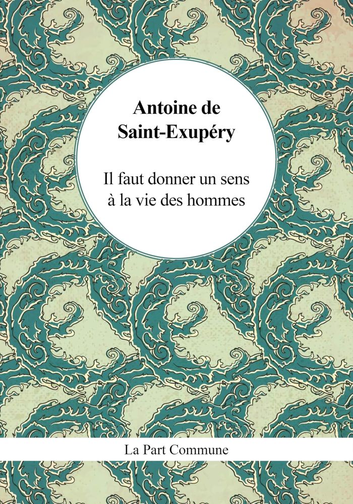 Couverture du livre « Il faut donner un sens à la vie des hommes » de Antoine de Saint-Exupéry, librairie Les Contes Infusés à Corte