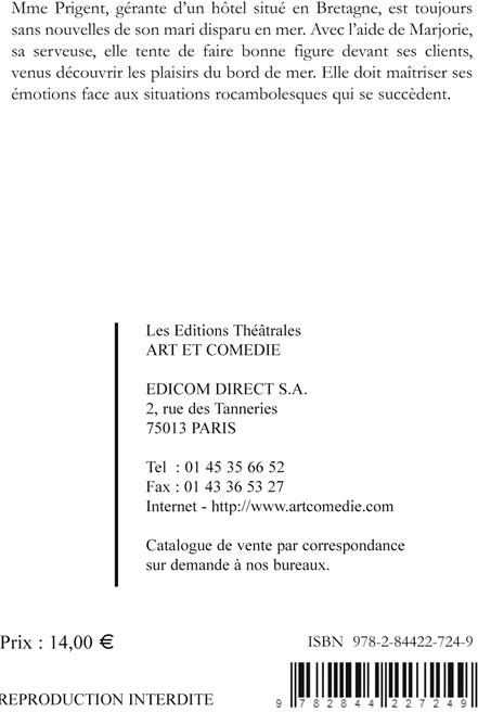 Quatrième de couverture de « L'HOTEL DES VENTS MARINS - COMEDIE EN TROIS ACTES »
