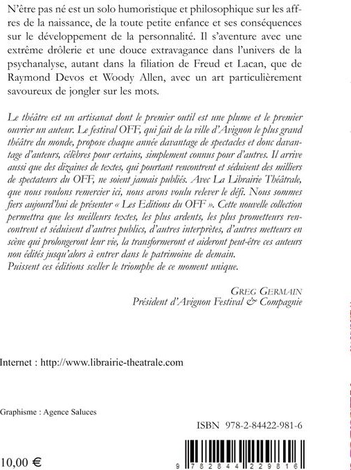 Quatrième de couverture de « N'ETRE PAS NE »