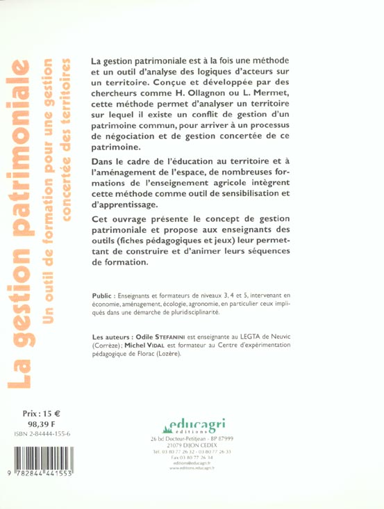 Quatrième de couverture de « GESTION PATRIMONIALE (LA) »