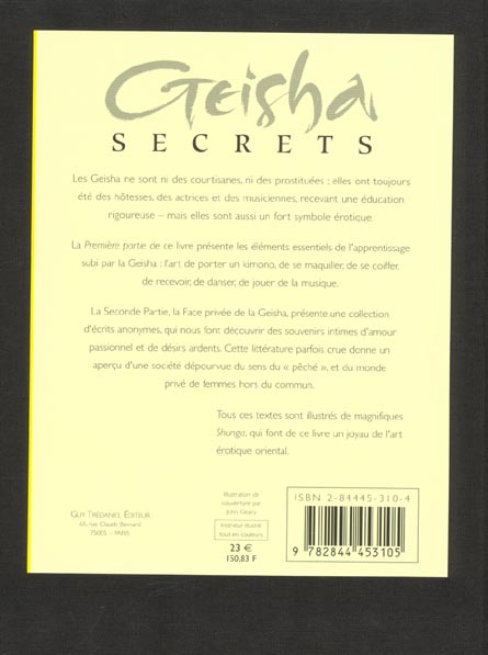 Quatrième de couverture de « GEISHA SECRETS - UN LIVRE DE CHEVET POUR LES AMANTS »