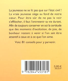 Quatrième de couverture de « 81 FACONS DE CONSERVER LA JEUNESSE DU COEUR »