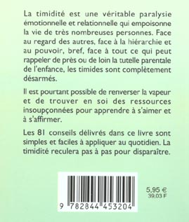 Quatrième de couverture de « 81 FACONS DE VAINCRE LA TIMIDITE »