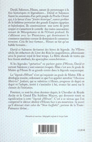Quatrième de couverture de « LA LEGENDE D'HIRAM »