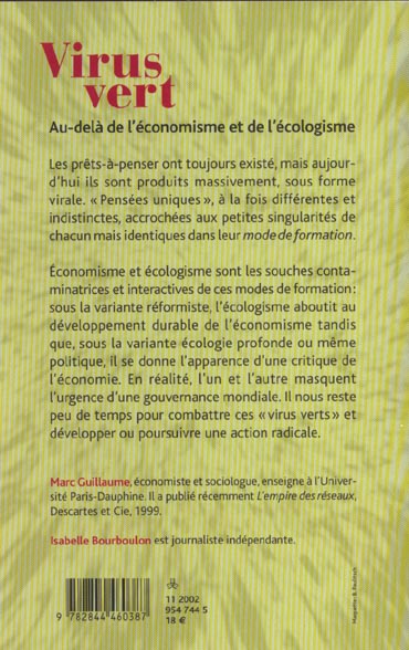 Quatrième de couverture de « VIRUS VERT »