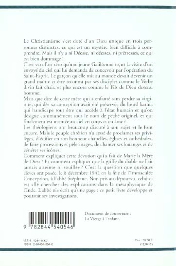 Quatrième de couverture de « LE CULTE DE LA VIERGE - OU LA METAPHYSIQUE AU FEMININ »