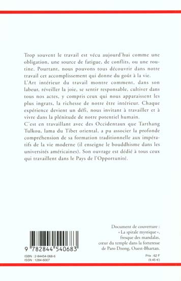 Quatrième de couverture de « L'ART INTERIEUR DU TRAVAIL »