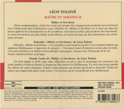 Quatrième de couverture de « MAITRE ET SERVITEUR »