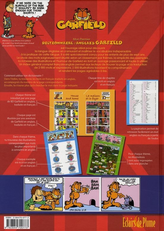 Quatrième de couverture de « PREMIER DICO ANGLAIS GARFIELD - LIVRE »
