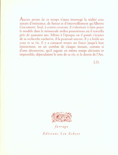 Quatrième de couverture de « ALBERTO GIACOMETTI »