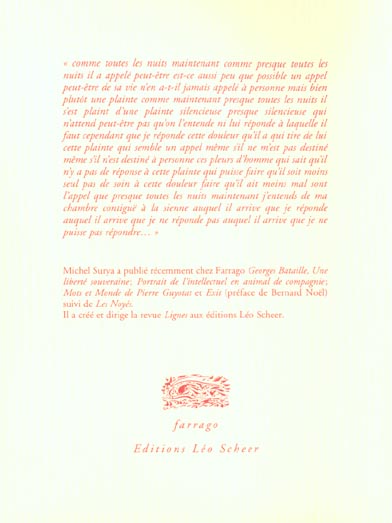 Quatrième de couverture de « OLIVET »