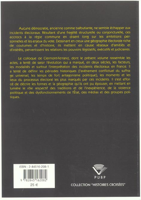 Quatrième de couverture de « INCIDENT ELECTORAL »
