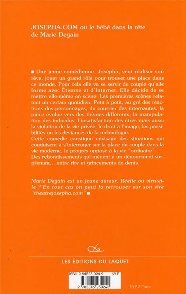 Quatrième de couverture de « JOSEPHA.COM OU LE BEBE DANS LA TETE »