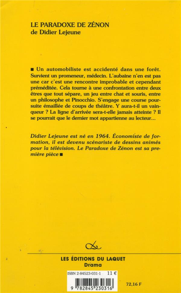 Quatrième de couverture de « LE PARADOXE DE ZENON »